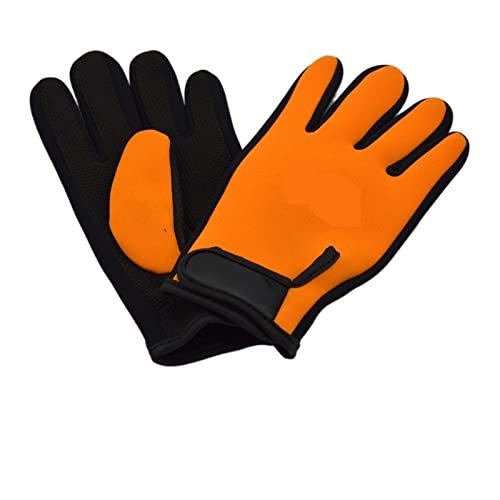 Neoprenhandschuhe, 2 mm Neopren Tauchhandschuhe Angeln Schnorcheln Anti-Rutsch-Neopren & amp;Nylon Neoprenanzug Handschuhe Schwimmen Wasser Surfen Speerfischen ,Kaltwasser-Schwimmzubehör(Orange,XL) von BGTSF