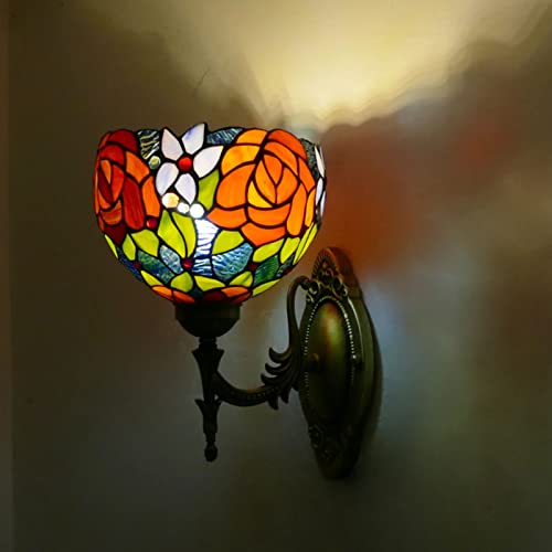 BHIAG Farbige Glas-Wandlampe im Tiffany-Stil, einzigartiges Design, traditionelle Handwerkskunst, Dekoration, Wandlampe, Treppenhaus, verwendet für Hotelzimmertreppen von BHIAG