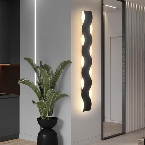 Mondern Indoor Wandleuchte Lineare Wellenförmige Stil Wandleuchte LED Lange Minimalistische Kreative Innen Wandleuchte Metall Acryl Schwarz Wohnzimmer Wandleuchte Treppe Flur Schlafzimmer (Natürlich von BHIAG