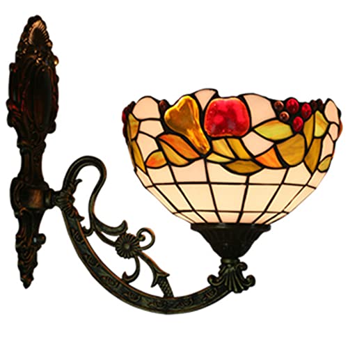 Tiffany Stil Wandleuchte, Apfel Obst Birne Lampenschirm, Traubenblume Wandleuchte, Lampe Nach oben oder unten gerichtet, Schlafzimmer Nachttischlampe Wandleuchte von BHIAG