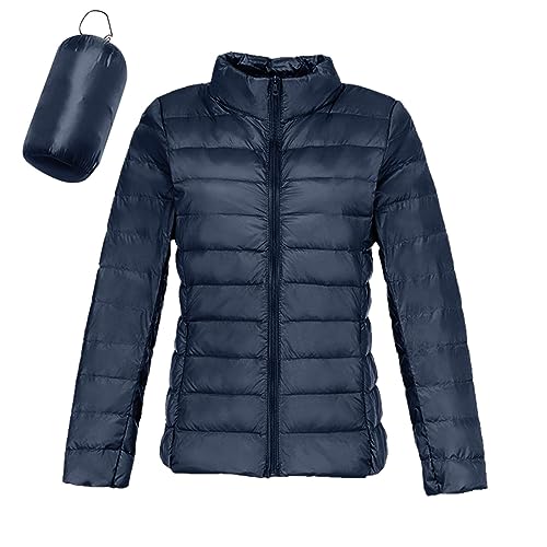 BIBOKAOKE Damen Steppjacke Leichte Übergangsjacke Warme Winterjacke Frauen Pufferjacke mit Stehkragen Daunenmantel Kurzjacke Wattierte Jacke Einfarbig Steppmantel Reißverschluss Outdoorjacke von BIBOKAOKE