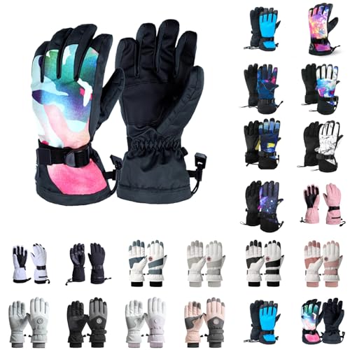 Thermo Handschuhe Herren Damen Gefütterte Skihandschuhe Thermo Schneehandschuhe Touchscreen Handschuhe Outdoor Fahrradhandschuhe Atmungsaktiv Gloves Winddicht Winterhandschuhe Ski-Damenhandschuh von BIBOKAOKE