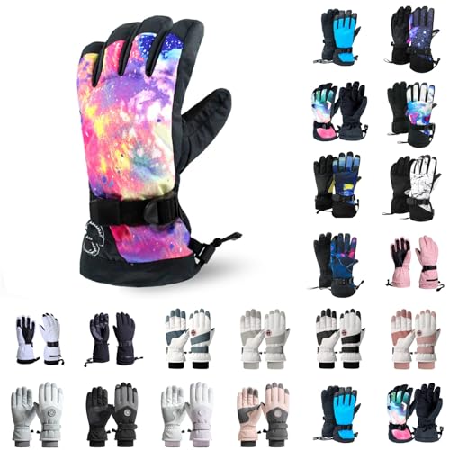 Thermo Handschuhe Herren Damen Gefütterte Skihandschuhe Thermo Schneehandschuhe Touchscreen Handschuhe Outdoor Fahrradhandschuhe Atmungsaktiv Gloves Winddicht Winterhandschuhe Ski-Damenhandschuh von BIBOKAOKE