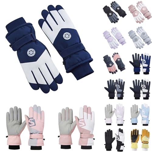 Thermo Handschuhe Herren Damen Skihandschuhe Thermo Schneehandschuhe Touchscreen Handschuhe Gefütterte Winterhandschuhe Outdoor Fahrradhandschuhe Laufhandschuhe Winddicht Atmungsaktiv Gloves von BIBOKAOKE