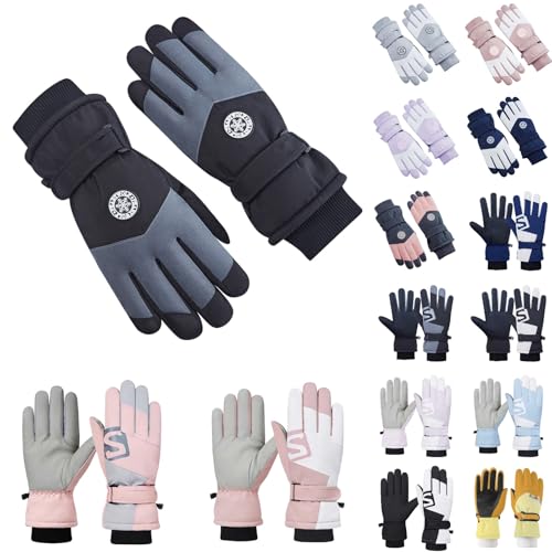 Thermo Handschuhe Herren Damen Skihandschuhe Thermo Schneehandschuhe Touchscreen Handschuhe Gefütterte Winterhandschuhe Outdoor Fahrradhandschuhe Laufhandschuhe Winddicht Atmungsaktiv Gloves von BIBOKAOKE