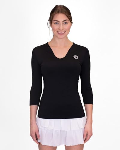 BIDI BADU Damen Crew V-Neck Longsleeve - Black, Größe:L von BIDI BADU