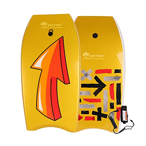 BIGTREE Bodyboard, Schwimmbrett, Surfbrett mit TPU-Sicherheitsseil, Schwimmboard für Anfänger & Fortgeschrittene, 92x49x5cm von BIGTREE