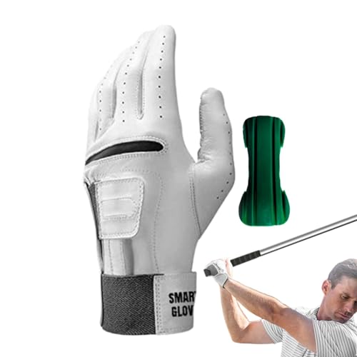Golfhandschuhe für Herren, Golfhandschuhe für Links- und Rechtshänder | 2-in-1-Handgelenkhalterung für Herren-Golfhandschuhe aus Leder,Maschinenwaschbare Golfausrüstung für Golfanfänger, -enthusiasten von BIGUD