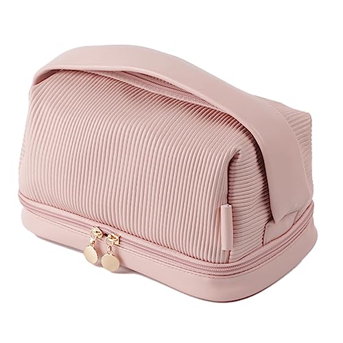 Tragbare Reise-Kulturbeutel, Make-up-Tasche, Toast-Kosmetiktasche, großes Fassungsvermögen, lässige Aufbewahrungstasche für Damen und Mädchen, rose von BIGULA