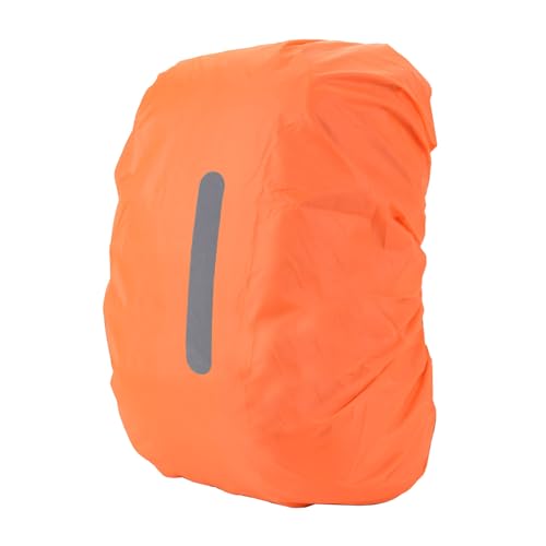 Wasserdichter Rucksacküberzug mit reflektierendem Streifen für Outdoor-Wanderungen, Reiten, Orange von BIGULA