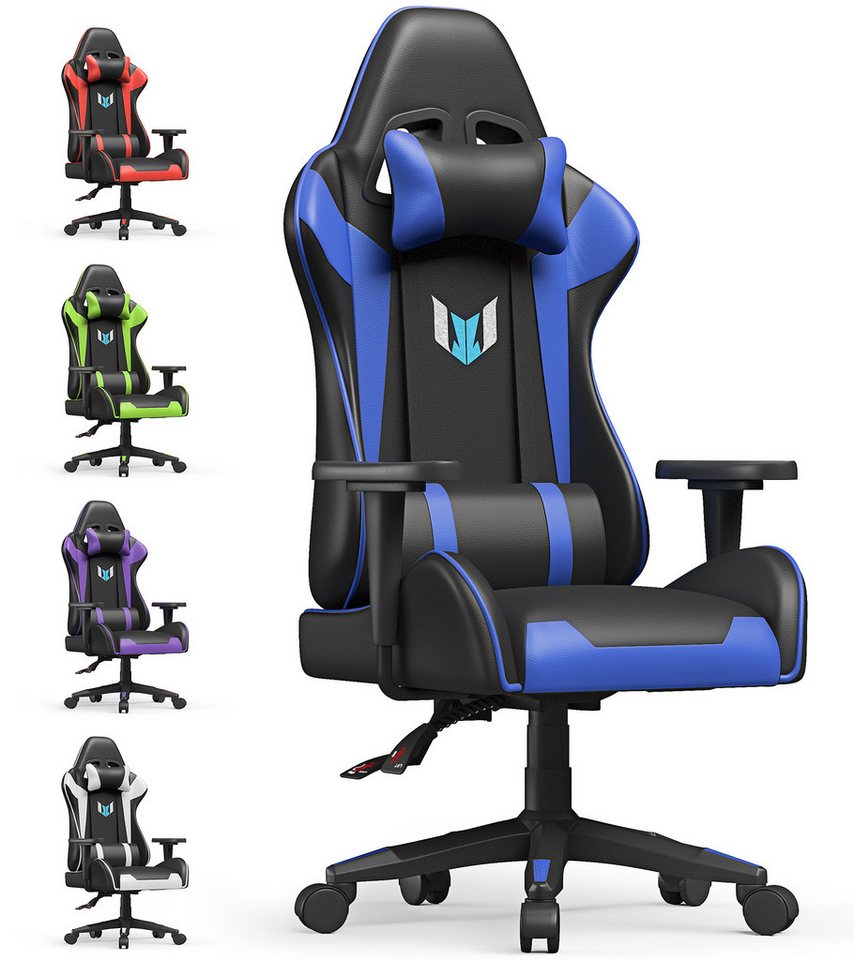 BIGZZIA Gaming Chair Gamer Stühle mit Lendenkissen, Höhenverstellbar, mit Kopfstütze, Computerstuhl Ergonomisch von BIGZZIA