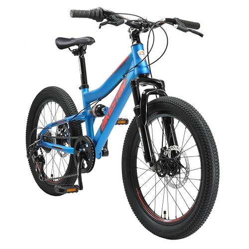 BIKESTAR Kinder Fahrrad Fully Mountainbike 7 Gang Shimano, Scheibenbremse ab 6 Jahre | 20 Zoll Kinderrad MTB | Blau von BIKESTAR