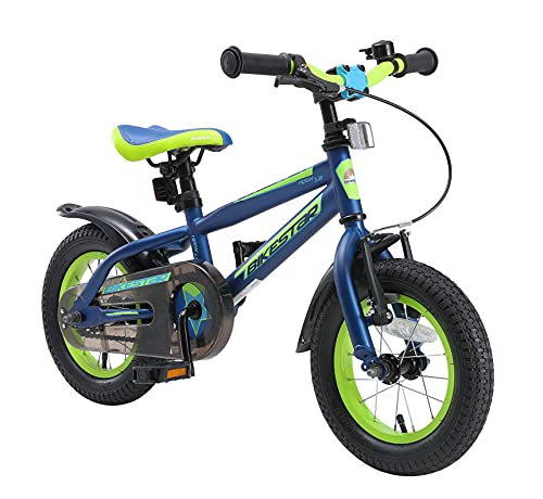 BIKESTAR Kinderfahrrad 12 Zoll für Mädchen und Jungen ab 3-4 Jahre | 12er Kinderrad Mountainbike | Fahrrad für Kinder Blau & Grün | Risikofrei Testen von BIKESTAR