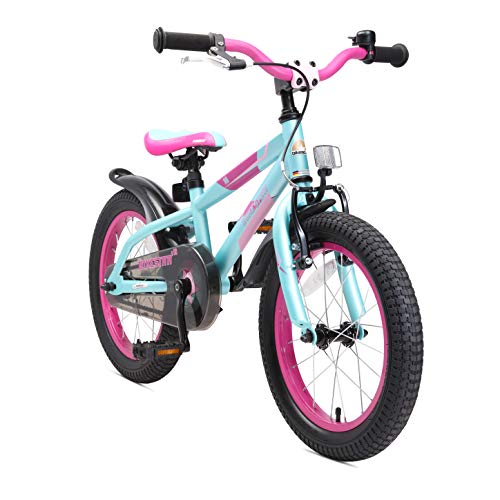 BIKESTAR Kinderfahrrad 16 Zoll für Mädchen und Jungen ab 4-5 Jahre | 16er Kinderrad Mountainbike | Fahrrad für Kinder Berry & Türkis | Risikofrei Testen von BIKESTAR