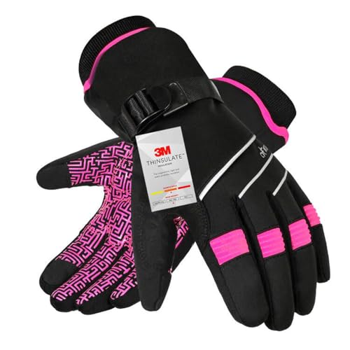 BIKINGMOREOK Winterhandschuhe Wasserdicht -30°F 3M Thinsulate Skihandschuhe Warme Touchscreen Handschuhe,Winddicht Fahrradhandschuhe Herren Damen-Rosa-XS BIKINGMOREOK Winterhandschuhe Wasserdicht -30°F 3M Thinsulate Skihandschuhe Warme Touchscreen Handschuhe,Winddicht Fahrradhandschuhe Herren Damen-Rosa-XS von BIKINGMOREOK