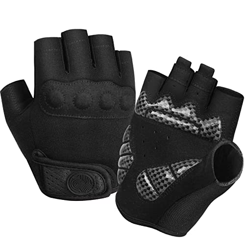 BIKINGMOREOK Fahrradhandschuhe Radhandschuhe Herren Damen Halbfinger Atmungsaktiv Radsporthandschuhe-Dunkelschwarz-M BIKINGMOREOK Fahrradhandschuhe Radhandschuhe Herren Damen Halbfinger Atmungsaktiv Radsporthandschuhe-Dunkelschwarz-M von BIKINGMOREOK