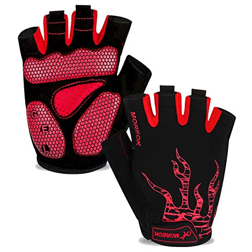 BIKINGMOREOK Fahrradhandschuhe Radhandschuhe Herren Damen Halbfinger Atmungsaktiv Radsporthandschuhe,5MM SBR Gel Stoßdämpfende rutschfeste MTB Mountainbike Handschuhe Unisex-Rot-M BIKINGMOREOK Fahrradhandschuhe Radhandschuhe Herren Damen Halbfinger Atmungsaktiv Radsporthandschuhe,5MM SBR Gel Stoßdämpfende rutschfeste MTB Mountainbike Handschuhe Unisex-Rot-M von BIKINGMOREOK