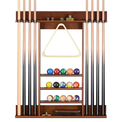 BILMAG Billard Zubehör Queue Halter Wandhalter mit Kugelregal für 8 Queues, Braun BILMAG Billard Zubehör Queue Halter Wandhalter mit Kugelregal für 8 Queues, Braun von BILMAG