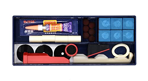 BILMAG Billard Zubehör Set, 23-TLG. Box, Klebeleder, Kreide, Klemme, Tool, Queue Reparaturset und Pflege BILMAG Billard Zubehör Set, 23-TLG. Box, Klebeleder, Kreide, Klemme, Tool, Queue Reparaturset und Pflege von BILMAG