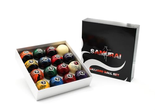 BILMAG Samurai Marbling Black Pool Billard Kugelset, 57,2 mm - Hochwertiges Kunstharz, Für 7, 8 und 9 ft Billardtische BILMAG Samurai Marbling Black Pool Billard Kugelset, 57,2 mm - Hochwertiges Kunstharz, Für 7, 8 und 9 ft Billardtische von BILMAG