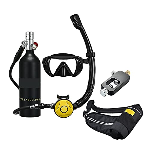 BINGNU Mini-Tauchflasche Schnorchel-Unterwassertauch-Rebreather-Tauchgerät, Tragbare Tiefschnorchelausrüstung für Angeln, Schnorcheln und zur Notfallrettung(Color:Silverhead in Black Bottle) von BINGNU