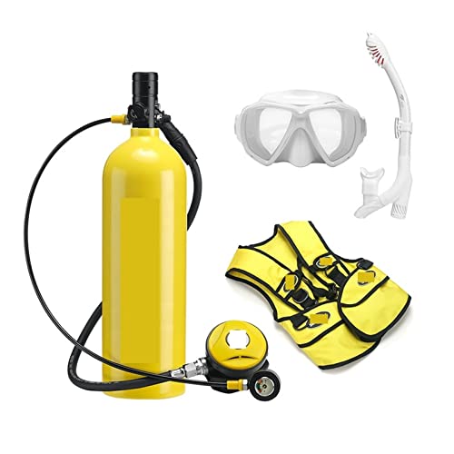 Mini-Tauchflasche 2L Tauch-Atemschutzmaske, Tauchausrüstung, Aluminiumflasche, Gasflasche, Erwachsene, Schwimmen, Schnorcheln, Schnorchel, Restdruckmessgerät für Angeln, Schnorcheln und zur Notfallret von BINGNU