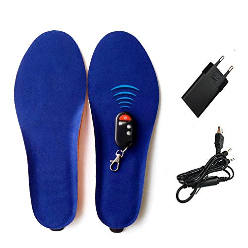 BININBOX Heizsohlen Schuhheizung Deluxe, kabellose beheizbare Thermosohle wiederaufladbar USB-Fußwärmer mit Akkubetrieb für Winter-Camping Angeln Wandern, Skilaufen (Blau, 41-46) von BININBOX
