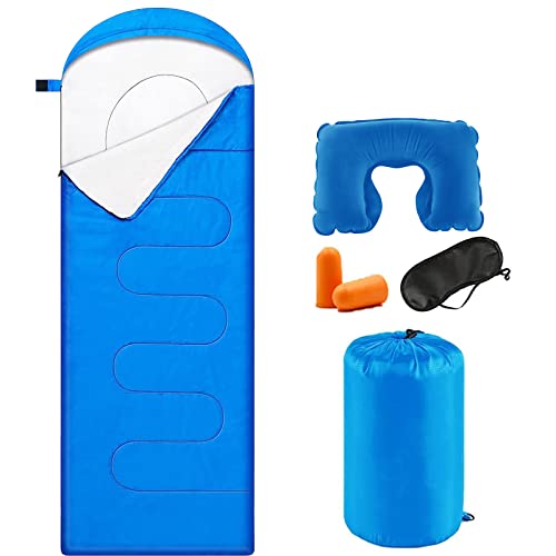 Schlafsack Outdoor,Blauer Tragbarer Schlafsack 4 Jahreszeiten 210 * 75cm, mit Kissen und Augenmaske und Ohrstöpsel, Geeignet Schlafsack Erwachsene und Kinder für Camping, Strand und Wandern Schlafsack Outdoor,Blauer Tragbarer Schlafsack 4 Jahreszeiten 210 * 75cm, mit Kissen und Augenmaske und Ohrstöpsel, Geeignet Schlafsack Erwachsene und Kinder für Camping, Strand und Wandern von BINXWA