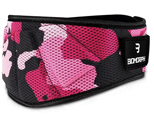 BIOMORPH Neopren Gewichthebergürtel für Krafttraining, Powerlifting, Bodybuilding, Crossfit für Damen und Herren (Camo Pink, S) von BIOMORPH