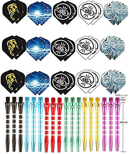 BIPY 48-teiliges Dartschäfte und Flight-Set in 18 mittelgroßen Aluminium-2BA-Vorbauten und 30 2D-Flight Metall-Dart-Zubehör-Set BIPY 48-teiliges Dartschäfte und Flight-Set in 18 mittelgroßen Aluminium-2BA-Vorbauten und 30 2D-Flight Metall-Dart-Zubehör-Set von BIPY