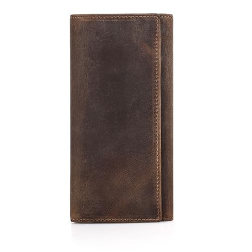 BIRJXVTO Leder-Federmäppchen Crazy Horse Leder Stifthalter Literarisch Vintage handgefertigt dreifach gefaltet 2 Stück Leder Stift Organizer Zubehör Tasche, coffee, 8.5x2x16.5cm von BIRJXVTO