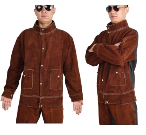 BIRJXVTO Premium Schweißkleidung Atmungsaktive Weiche Flammbeständige Feuerverzögernde Shop Elektrische Arbeit Schutzbekleidung Bekleidung,Brown Jacket,3XL von BIRJXVTO