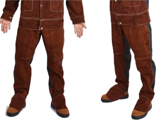 BIRJXVTO Premium Schweißkleidung Atmungsaktive Weiche Flammbeständige Feuerverzögernde Shop Elektrische Arbeit Schutzbekleidung Bekleidung,Brown Pants,L von BIRJXVTO