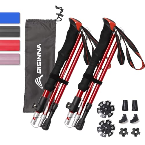 BISINNA Wanderstöcke Trekkingstöcke Nordic Walking Stöcke - 95-110 cm / 115-135 cm Faltbar Verstellbar Leichtgewichtige Aluminium-Wanderstock, mit Gummipuffer für Damen und Herren (Blau & Schwarz) BISINNA Wanderstöcke Trekkingstöcke Nordic Walking Stöcke - 95-110 cm / 115-135 cm Faltbar Verstellbar Leichtgewichtige Aluminium-Wanderstock, mit Gummipuffer für Damen und Herren (Blau & Schwarz) von BISINNA