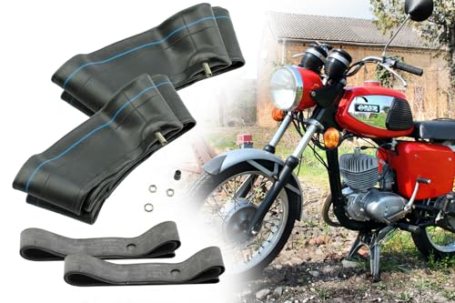 2X Schlauch 3.25 x 16 Zoll TR4 Ventil gerade + 2X Felgenband 16 Zoll 22mm - M/C für Motorrad, MZ ES 175, ES 250, TS 250, Jawa 2X Schlauch 3.25 x 16 Zoll TR4 Ventil gerade + 2X Felgenband 16 Zoll 22mm - M/C für Motorrad, MZ ES 175, ES 250, TS 250, Jawa von BISOMO