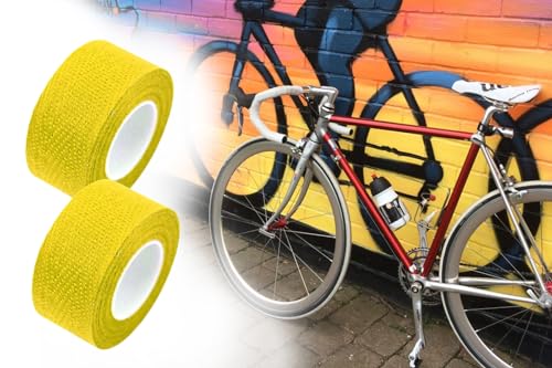 2x Fahrrad Lenkerband Textil Baumwolle 2 x 260cm Tressostar extra stark, selbstklebend Velox Roller MTB E-Bike, Gelb, Rot, Blau, Schwarz, Weiß (gelb) von BISOMO