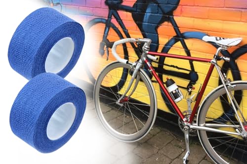 BISOMO 2X Fahrrad Lenkerband Textil Baumwolle 2 x 260cm Tressostar extra stark, selbstklebend Velox Roller MTB E-Bike, Gelb, Rot, Blau, Schwarz, Weiß (blau) von BISOMO