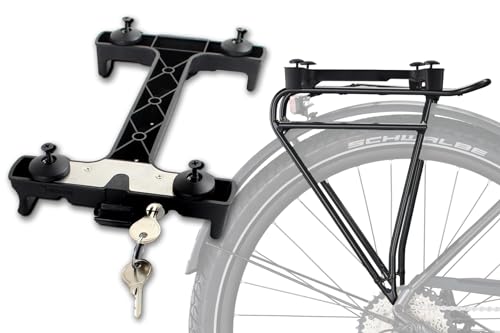 BISOMO Fahrrad Gepäckträger Adapter Snapit 2.0 für Racktime, Snap-It mit Schloss und Füßen, für Fahrrad Korb, Tasche, Gepäckträgertasche von BISOMO