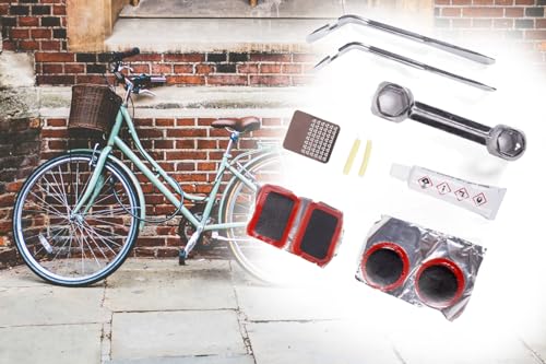 Fahrrad Pannen-Set mit Reifenheber Reparatur Set Schlauch 10-teilig für Bike Kinderfahrrad Kinderwagen Roller Laufrad von BISOMO