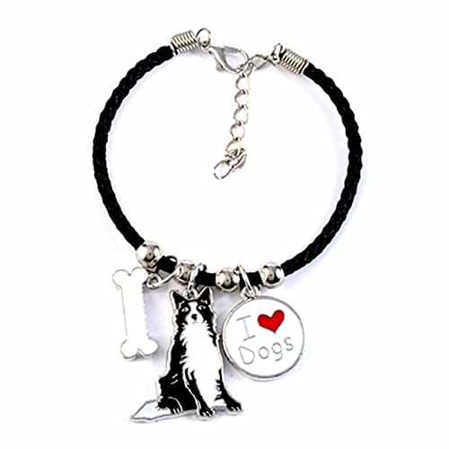 BISONBLUE Armbänder Damen Armband Bracelets Frauen Französische Bulldogge Charm Armbänder Armreifen Frauen Mädchen Lieben Hund Anhänger Seil Kette Armband Für Freund Bordercollie von BISONBLUE