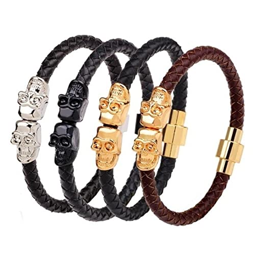 BISONBLUE Armbänder Herren Armband Geschenk Armreif Herren-Lederarmband Mit Magnetverschluss, Modisches, Klassisches Schwarzes Lederarmband Mit Totenkopf Als Geschenk Für Männer BISONBLUE Armbänder Herren Armband Geschenk Armreif Herren-Lederarmband Mit Magnetverschluss, Modisches, Klassisches Schwarzes Lederarmband Mit Totenkopf Als Geschenk Für Männer von BISONBLUE