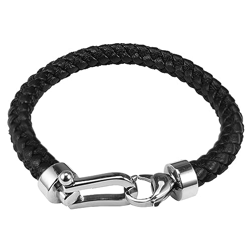 BISONBLUE Armbänder Herren Armband Geschenk Armreif Mode Hufeisenform Charme Einfaches Lederarmband Punk Armreif Handarmband Geschenk Hufeisen-Schwarz BISONBLUE Armbänder Herren Armband Geschenk Armreif Mode Hufeisenform Charme Einfaches Lederarmband Punk Armreif Handarmband Geschenk Hufeisen-Schwarz von BISONBLUE