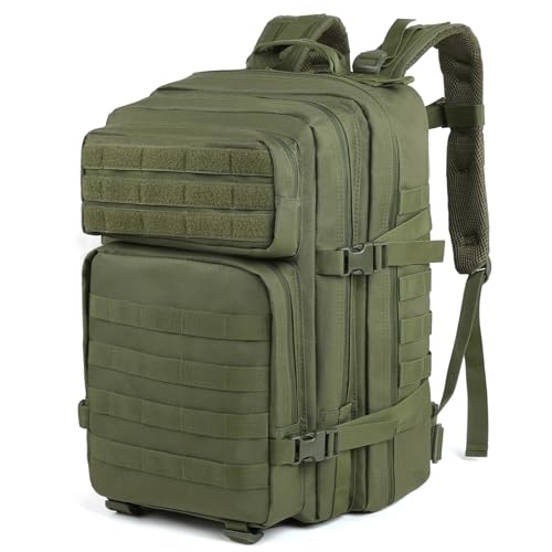 BITUOR Militär Taktischer Rucksack 45L, Army Rucksack Herren Große Kapazität mit viele Fächer, Wasserabweisende Wanderrucksäcke Reiserucksack Trekkingrucksack für Wandern Camping Angel Reise, Grün von BITUOR