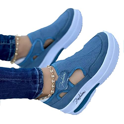 BIUBIULOVE 2022 Frühling Turnschuhe Frauen Casual Atmungsaktive Sportschuhe, Freizeitschuhe Bequeme Segeltuchschuhe Damen Mode Trainer Mesh Schuhe (Blau,37 EU) von BIUBIULOVE