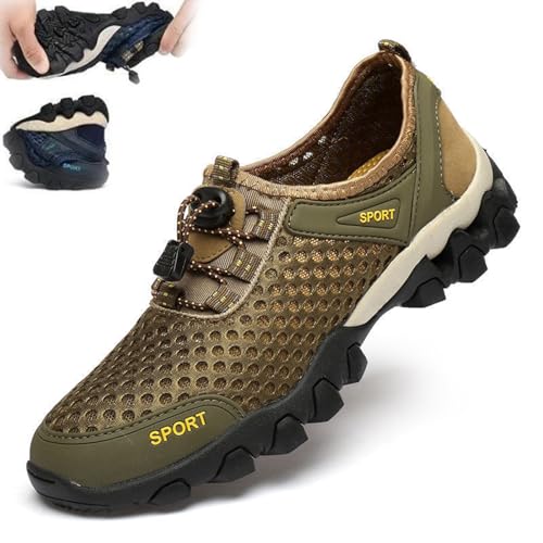 BIUBIULOVE Atmungsaktive, wasserdichte Freizeitschuhe Für Herren, rutschfeste, Atmungsaktive, Leichte Orthopädische Outdoor-Sneaker, Wasserschuhe Für Herren (Braun,40) von BIUBIULOVE