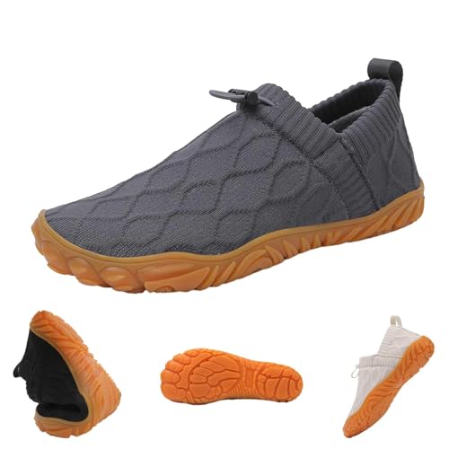 BIUBIULOVE Joyoasis Wasserschuhe, Joyoasis Wasserschuhe Gestrickt, Barfuß-Wasserschuhe, Barfuß-Wander-Slip-On-Laufschuhe, Orthopädische Gestrickte Wasser-Sneaker (Grau,45) von BIUBIULOVE