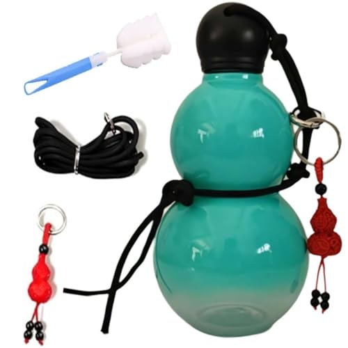 BIUBIULOVE Kürbiswasserflasche, 800 Ml Kürbis-Sportwasserflasche, Reisewasserflasche Fürs Fitnessstudio, Wasserflasche Im Kürbisstil, Chinesische Retro-inspirierte Kürbisflasche (blau) von BIUBIULOVE