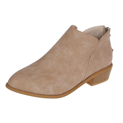 BIUBIULOVE Orthopädische Stiefeletten Mit Absatz Für Damen, Stiefeletten Für Damen, Vintage-Stiefeletten Mit Fußgewölbeunterstützung Und Flachem Absatz (Khaki,39) von BIUBIULOVE