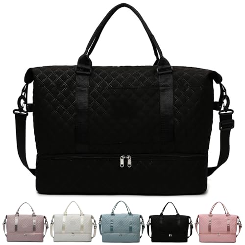 Gitter-Trenntasche Für Trocken- Und Nassfutter, Reisetasche, Sporttasche Für Damen, Reisetasche Mit Nassfach, Sporttasche Mit Schuhfach (Schwarz,Einheitsgröße) von BIUBIULOVE