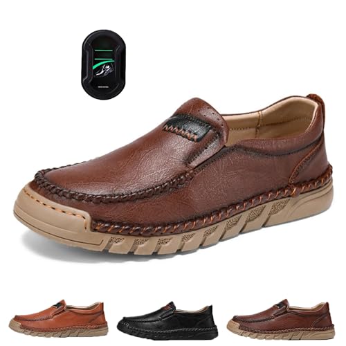 Ledermokassins, Slip-On-Mokassins Für Herren, Orthopädische, Bequeme Laufschuhe Mit Fußgewölbeunterstützung Für Herren Bei Plantarfasziitis (Dunkelbraun,EU 43) von BIUBIULOVE